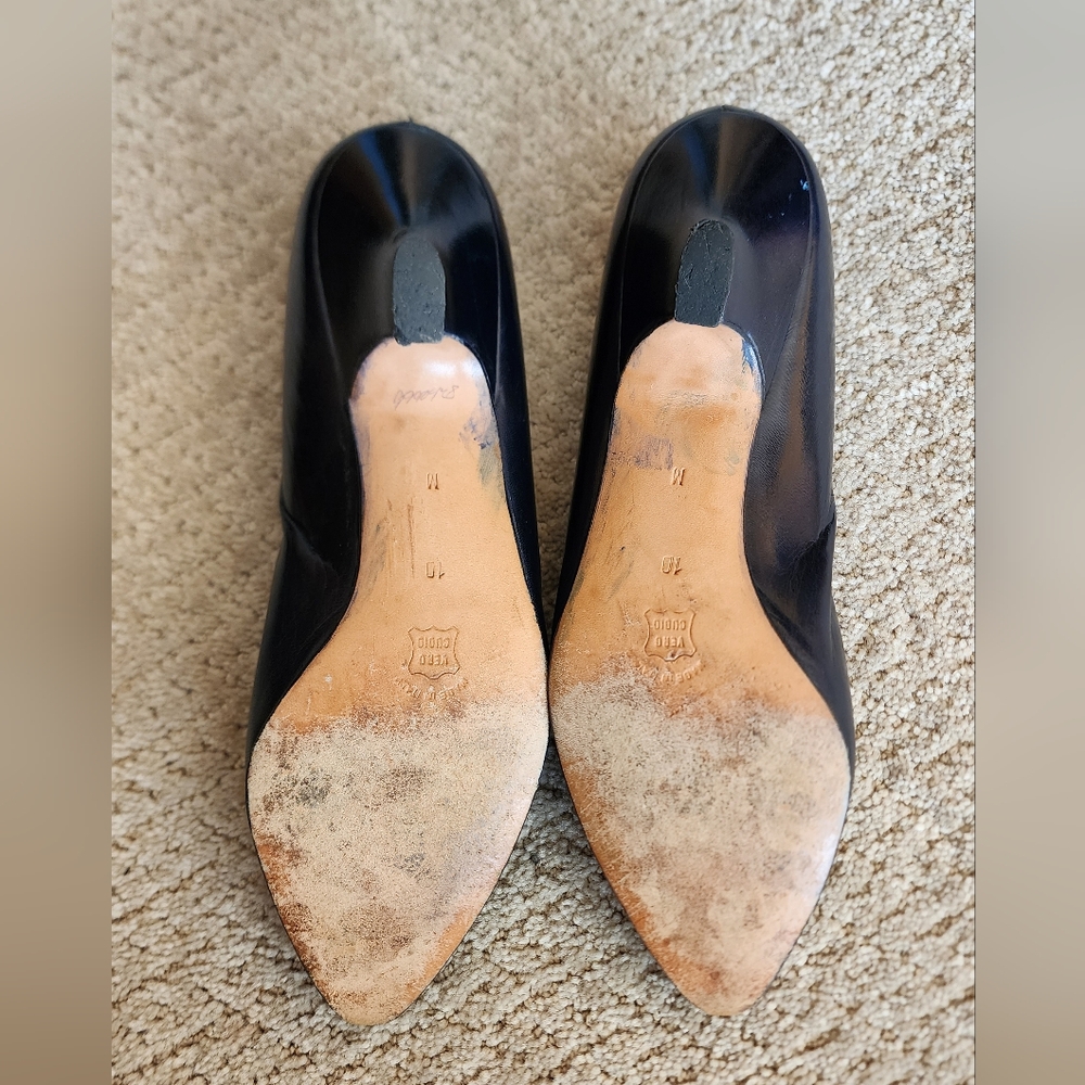 Bally Black Leather Kitten Heels Women's Size 10 Made In Italy Vintage Elegance - Picture 2 of 7